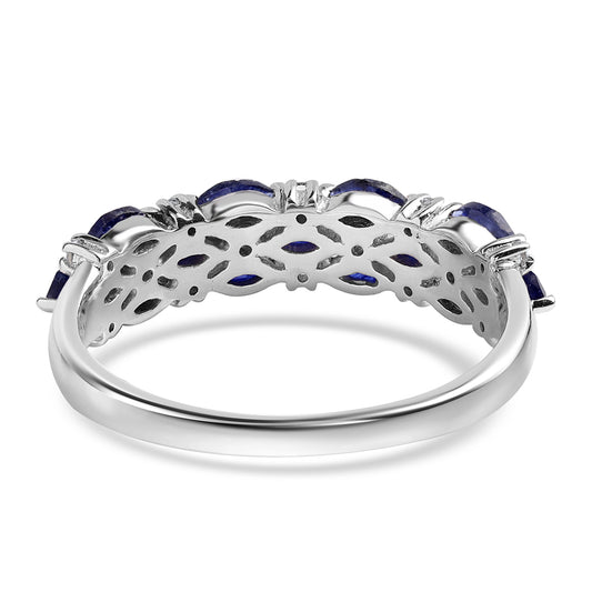 Anel de Prata com Safira Azul Australiana e Topázio Branco