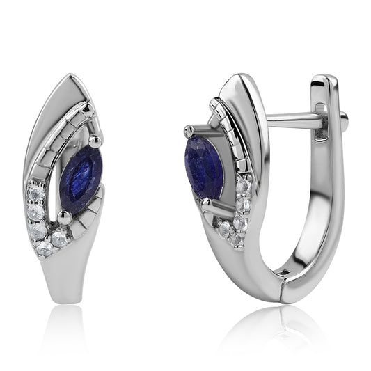 Brincos de Prata com Safira Azul Australiana e Topázio Branco