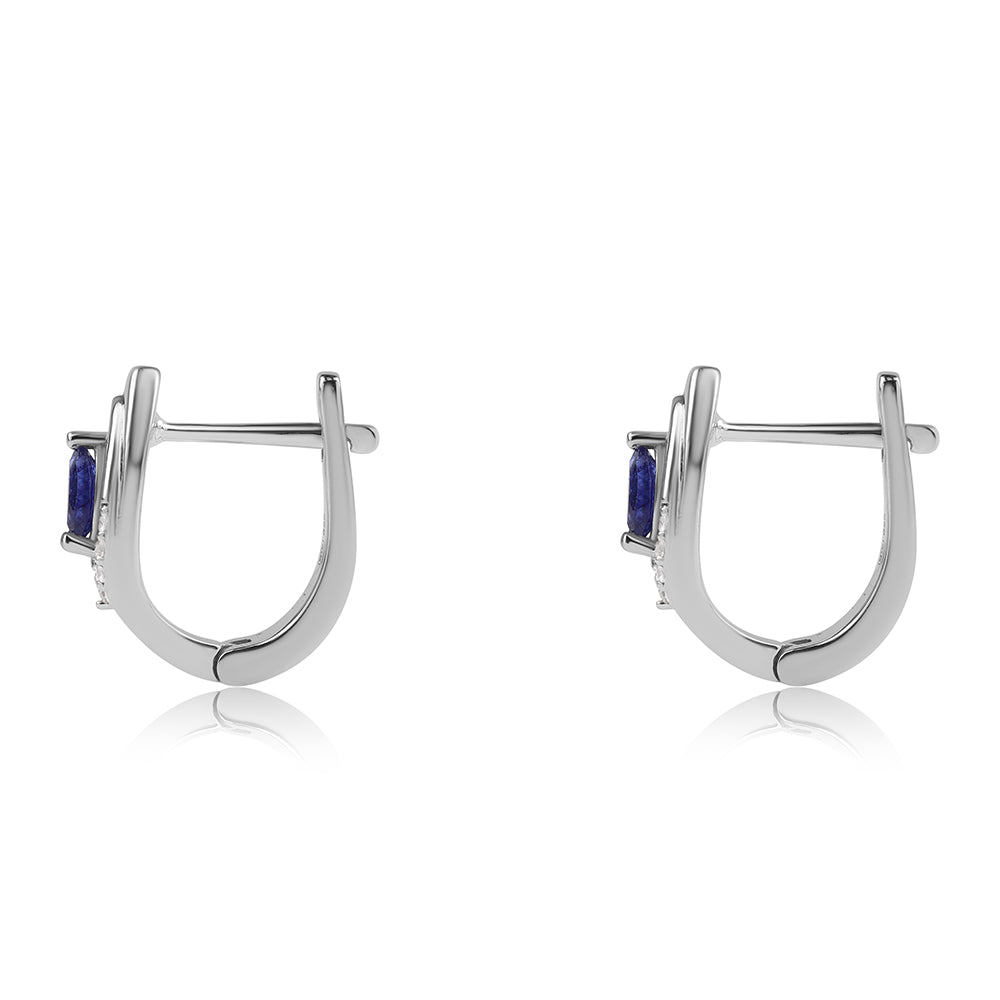 Brincos de Prata com Safira Azul Australiana e Topázio Branco 2 