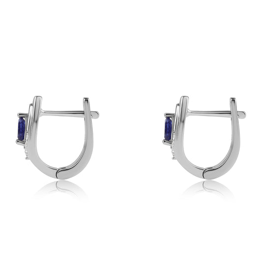 Brincos de Prata com Safira Azul Australiana e Topázio Branco