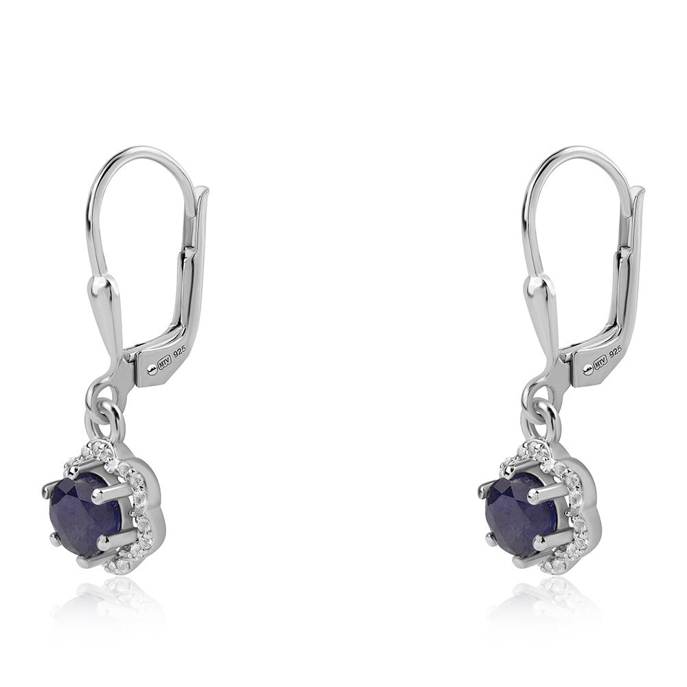 Brincos de Prata com Safira Azul Australiana e Topázio Branco 1 