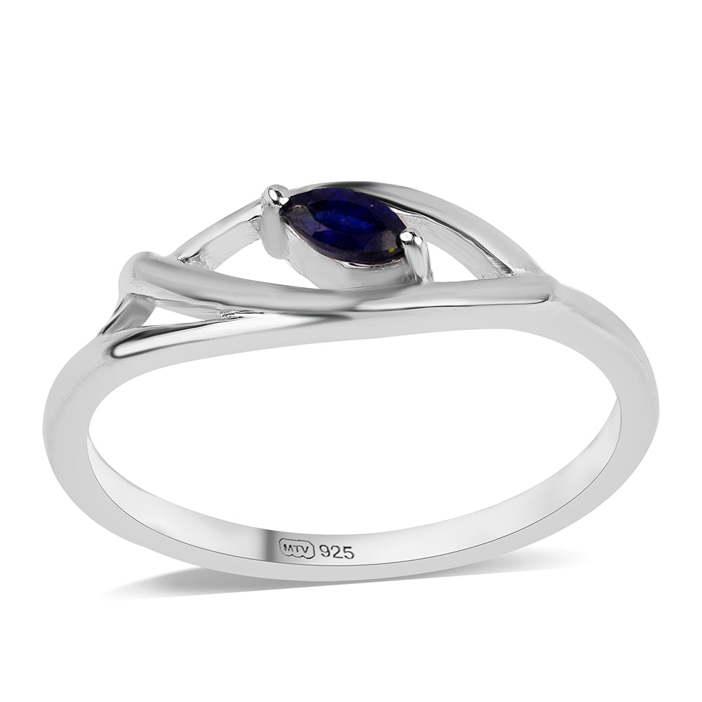 Anel de Prata com Safira Azul Australiana 1 