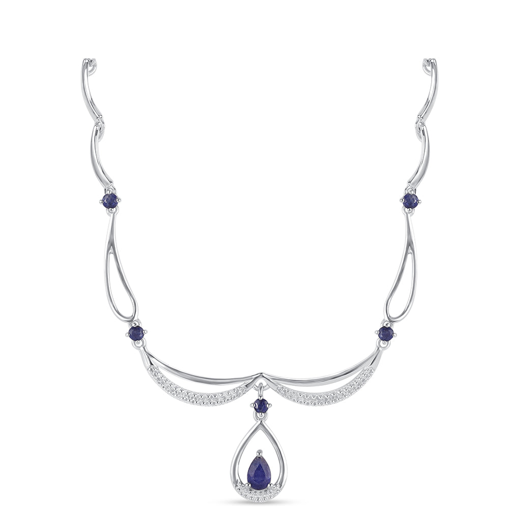 Colar de Prata com Safira Azul Australiana  Contraste: Cabeca de Veado (800) 1 