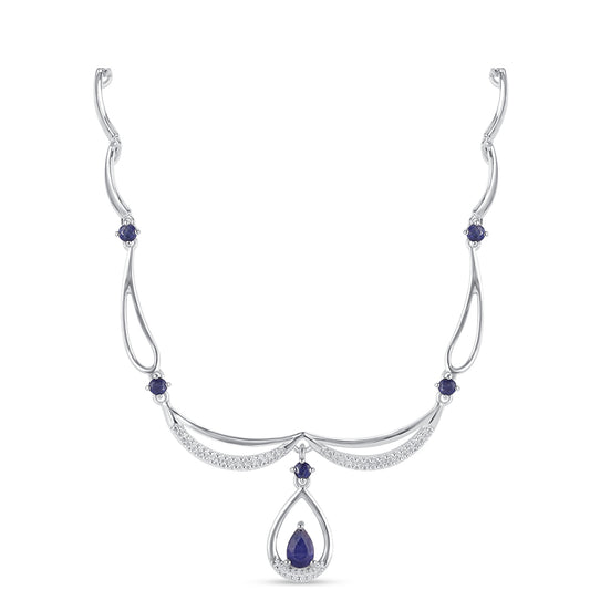 Colar de Prata com Safira Azul Australiana  Contraste: Cabeca de Veado (800)