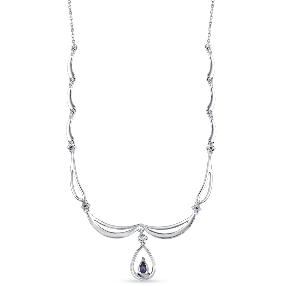 Colar de Prata com Safira Azul Australiana  Contraste: Cabeca de Veado (800)