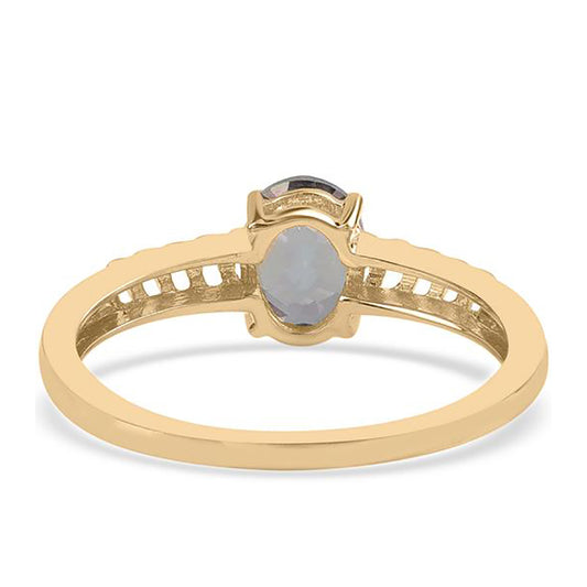 Anel de Prata com Banho de Ouro com Topázio Místico