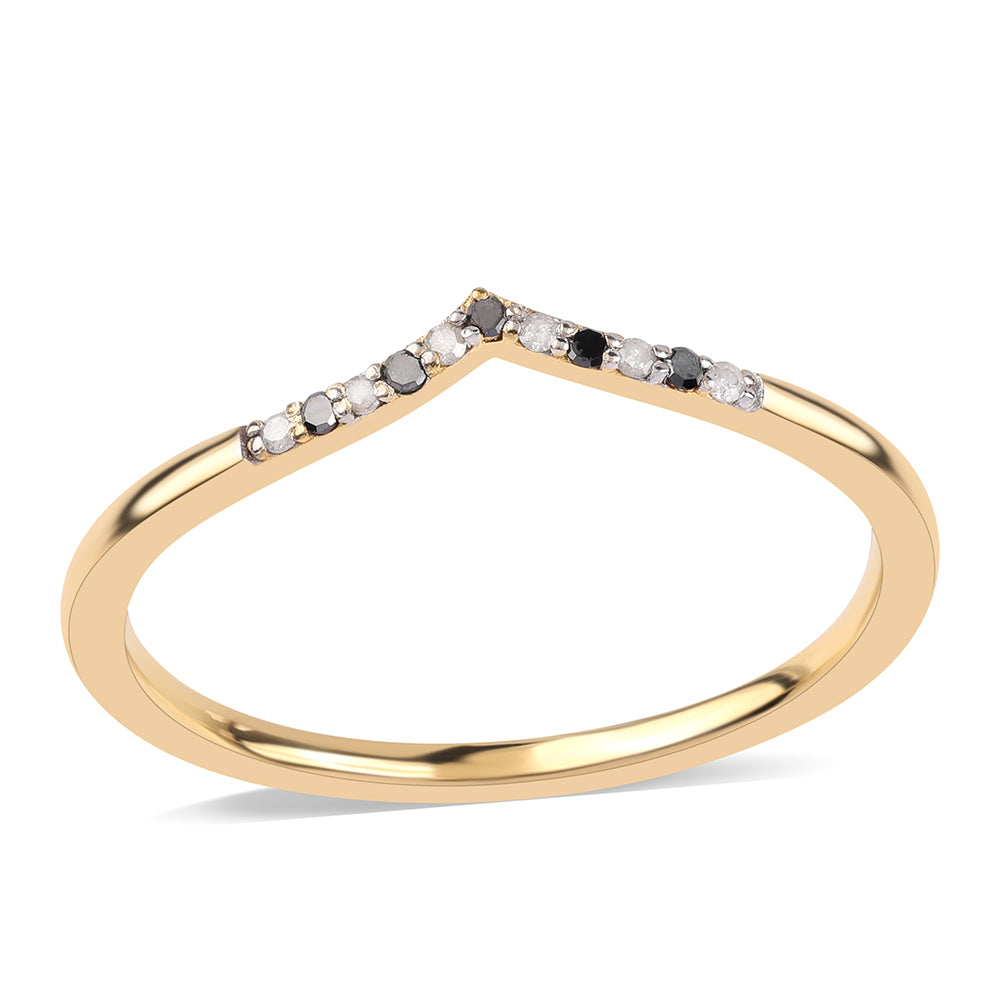 Anel de Prata com Banho de Ouro com Diamante Preto 1 