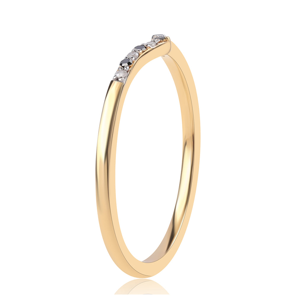 Anel de Prata com Banho de Ouro com Diamante Preto 3 