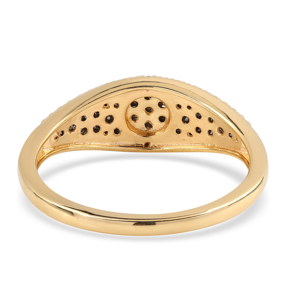 Anel de Prata com Banho de Ouro com Diamante Preto