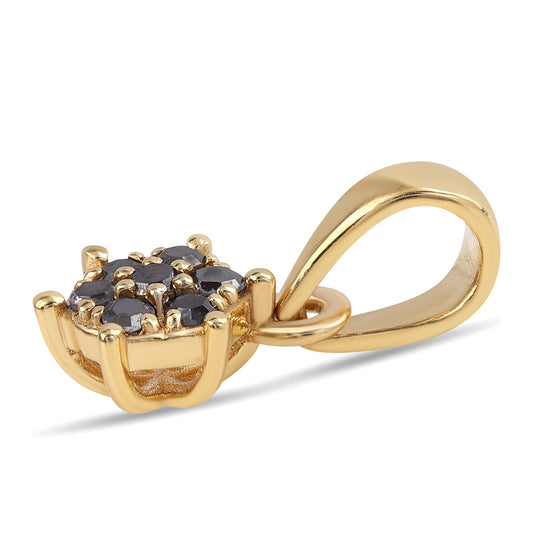 Pendente de Prata com Banho de Ouro com Diamante Preto