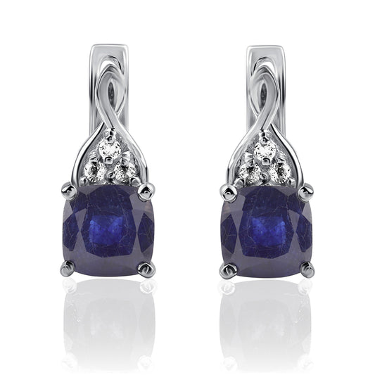 Brincos de Prata com Safira Azul Australiana e Topázio Branco