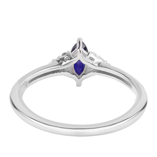 Anel de Prata com Safira Azul Australiana e Topázio Branco