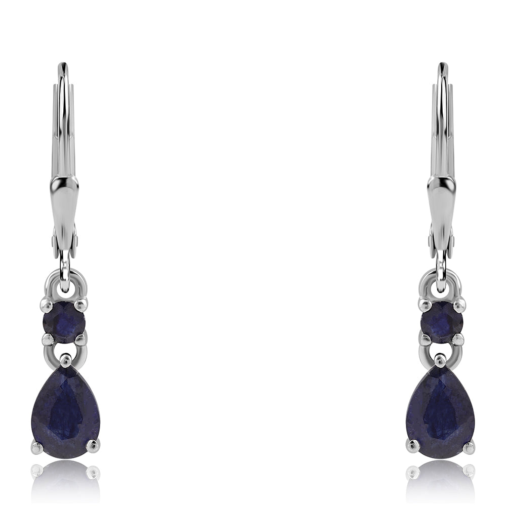 Brincos de Prata com Safira Azul Australiana