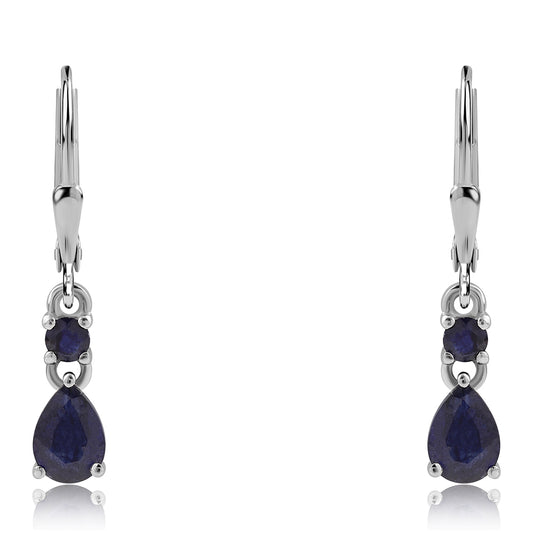 Brincos de Prata com Safira Azul Australiana