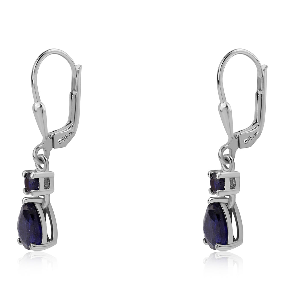 Brincos de Prata com Safira Azul Australiana 1 