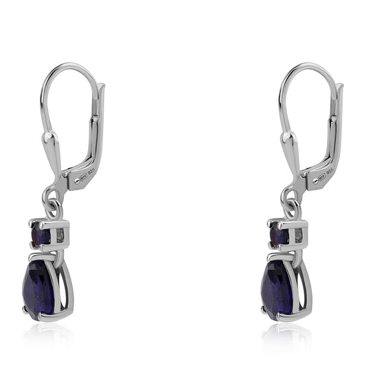 Brincos de Prata com Safira Azul Australiana
