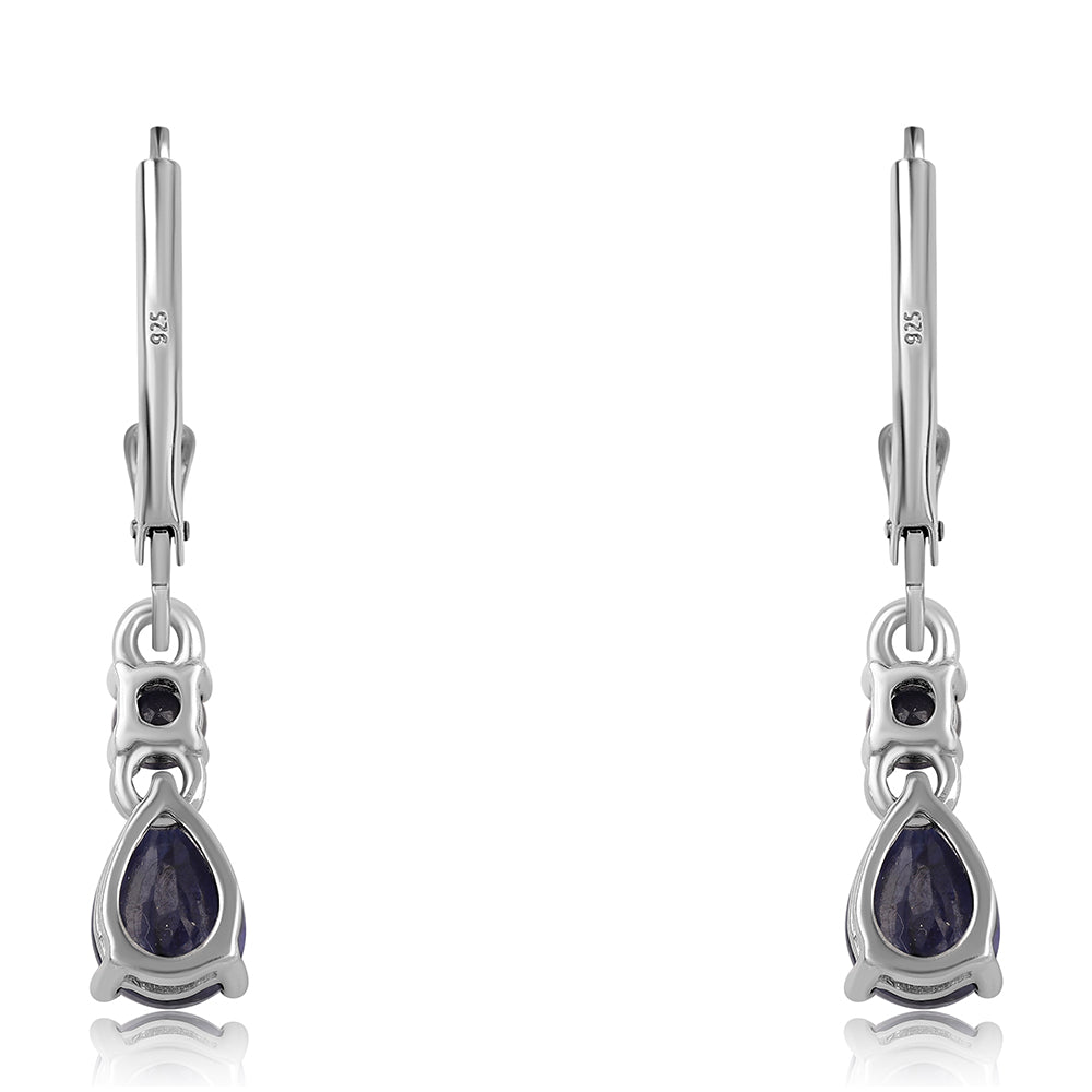 Brincos de Prata com Safira Azul Australiana 3 