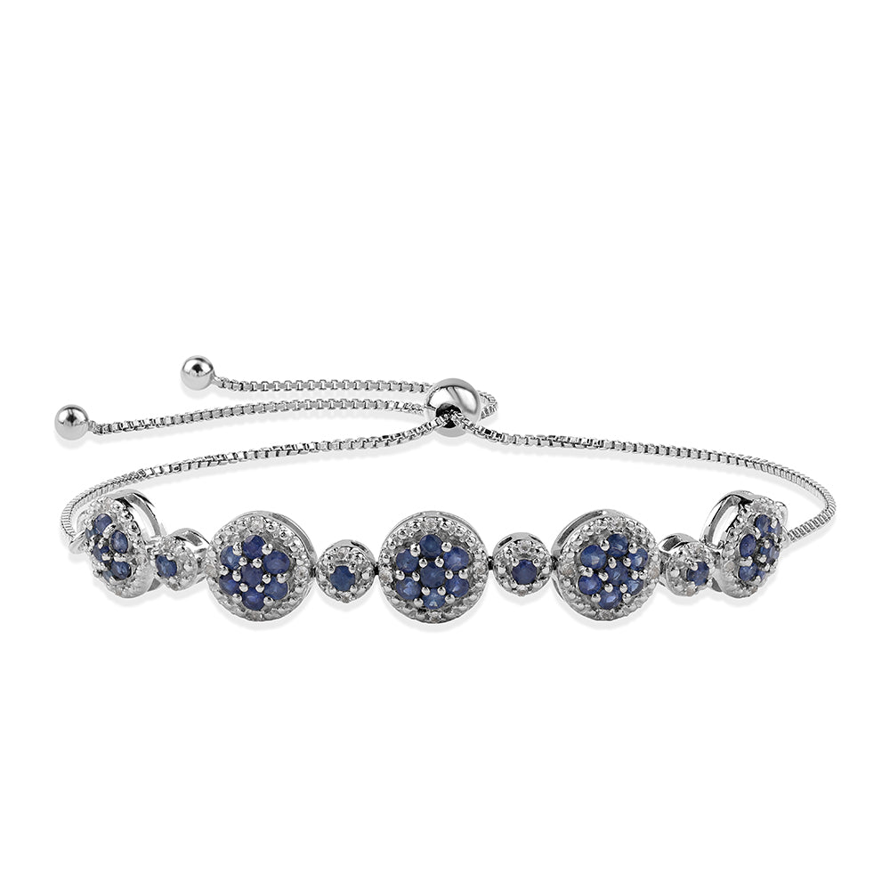 Pulseira de Prata com Safira Azul Australiana e Topázio Branco  Contraste: Cabeca de Veado (800)