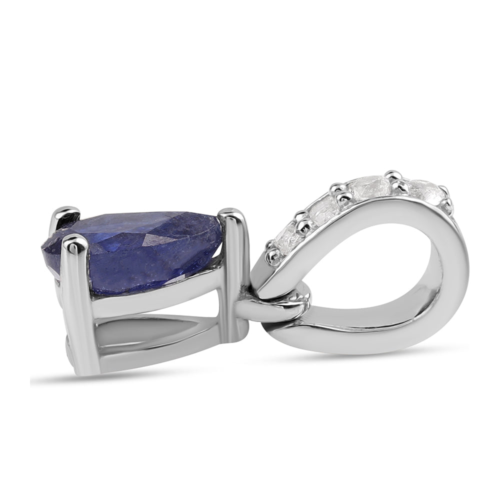 Pendente de Prata com Safira Azul Australiana e Topázio Branco