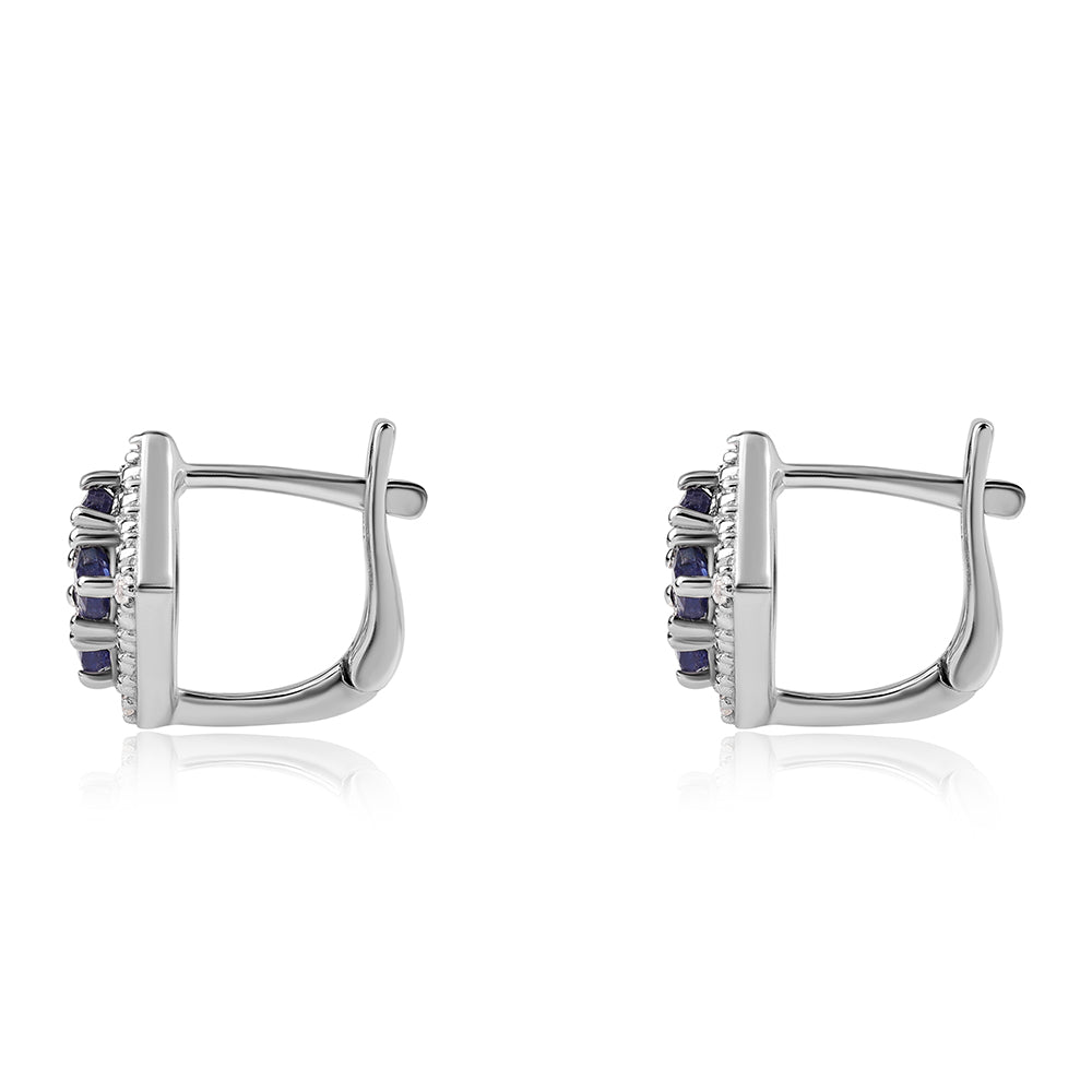 Brincos de Prata com Safira Azul Australiana e Topázio Branco