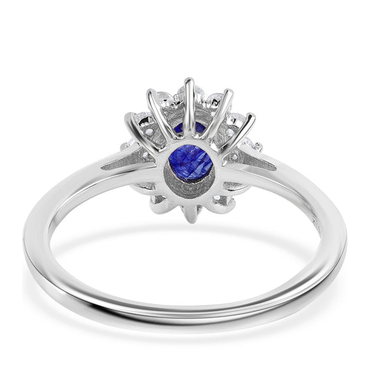 Anel de Prata com Safira Azul Australiana e Topázio Branco