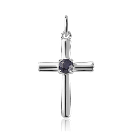 Cruz Pendente de Prata com Safira Azul Australiana