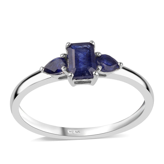 Anel de Prata com Safira Azul Australiana