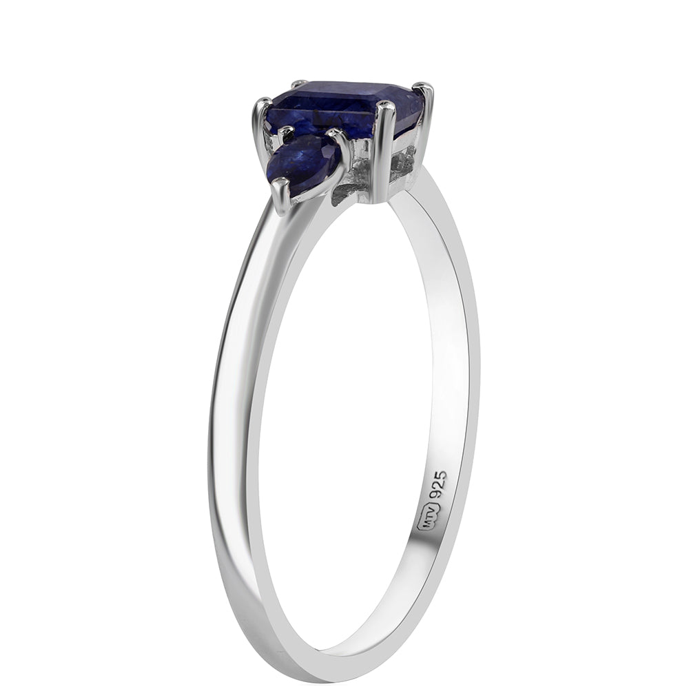 Anel de Prata com Safira Azul Australiana