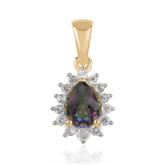 Pendente de Prata com Banho de Ouro com Topázio Místico e Topázio Branco