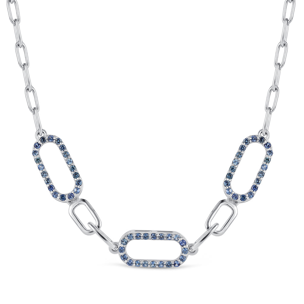 Colar de Prata com Safira Azul Australiana  Contraste: Cabeca de Veado (800)