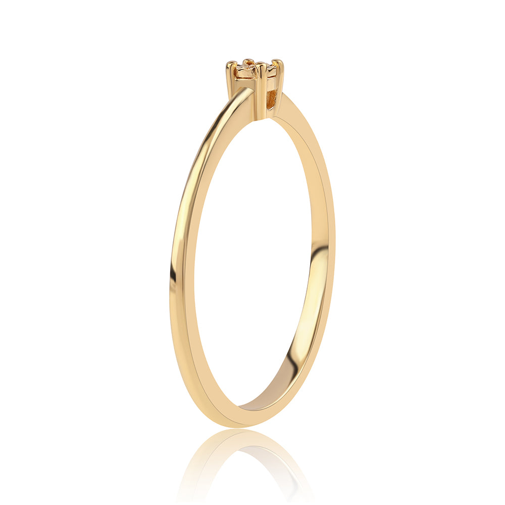 Anel de Prata com Banho de Ouro com Diamante Preto 2 