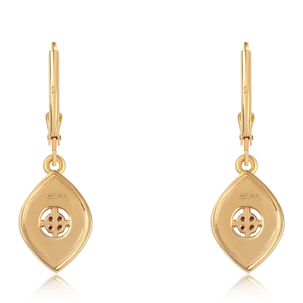 Brincos de Prata com Banho de Ouro com Diamante Preto 3 