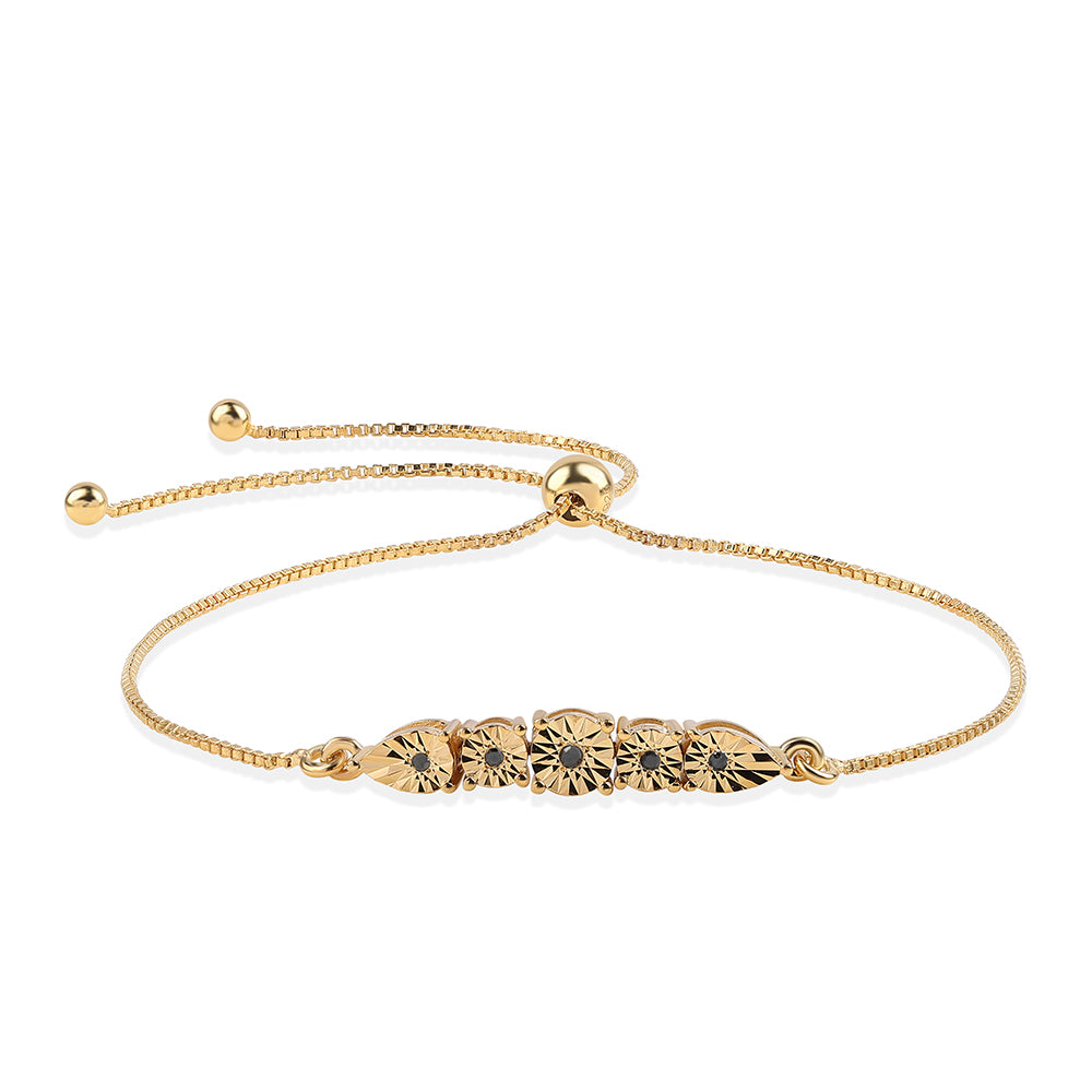 Pulseira de Prata com Banho de Ouro com Diamante Preto  Contraste: Cabeca de Veado (800)