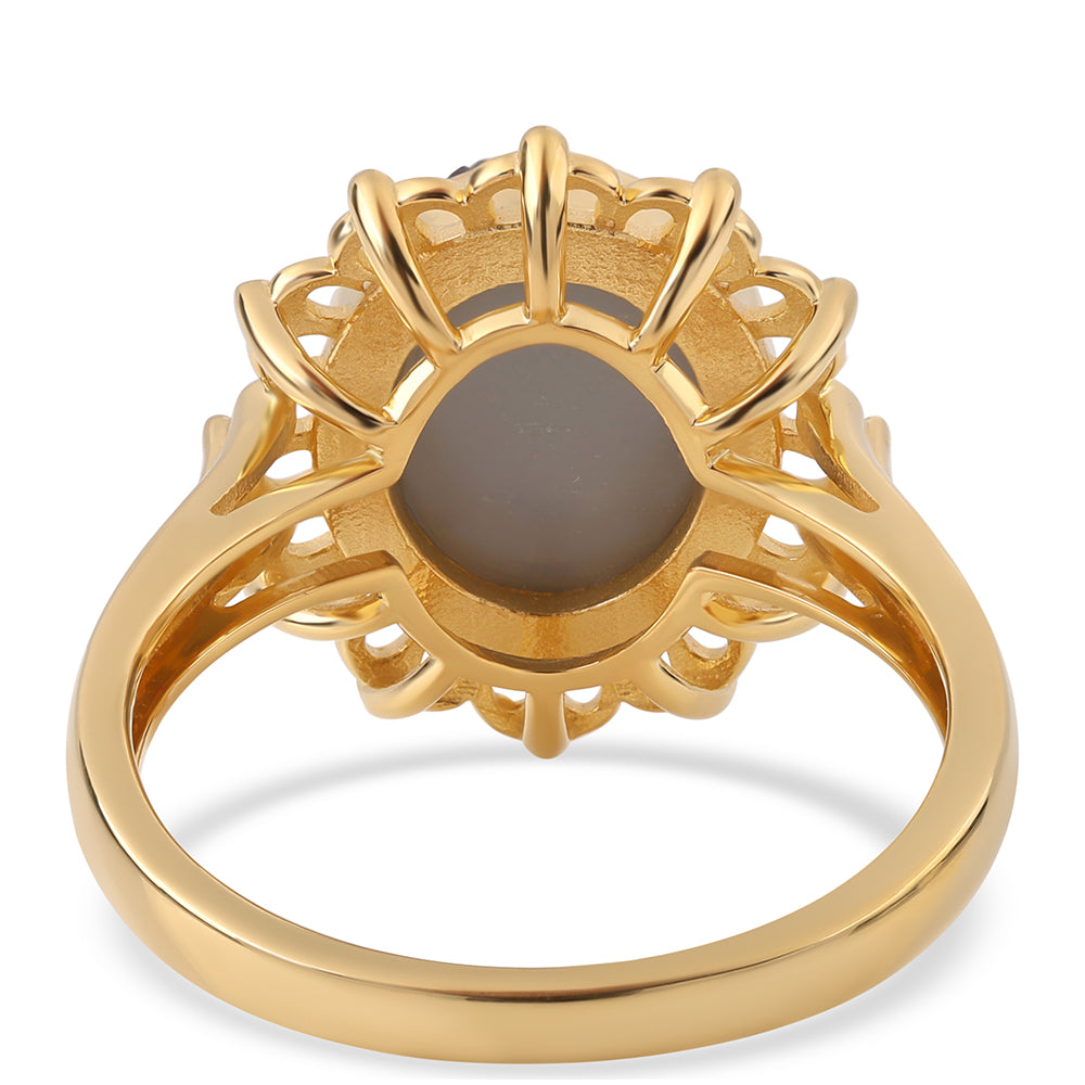 Anel de Prata com Banho de Ouro com Drusy Roxo  Contraste: Cabeca de Veado (800) 3 