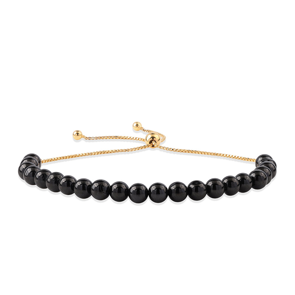 Pulseira de Prata com Banho de Ouro com Espinela Preta 1 