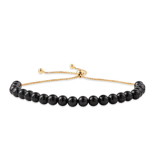Pulseira de Prata com Banho de Ouro com Espinela Preta