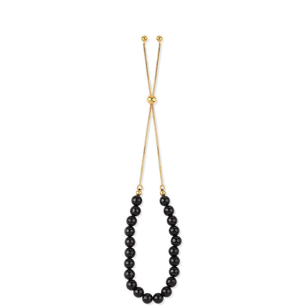 Pulseira de Prata com Banho de Ouro com Espinela Preta 3 