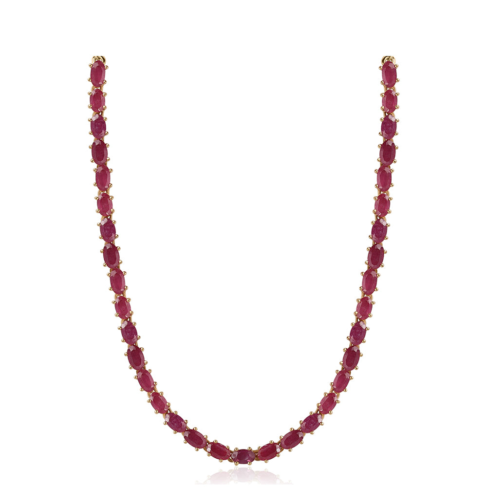 Colar de Prata com Banho de Ouro com Rubi de Moçambique  Contraste: Cabeca de Veado (800) 1 