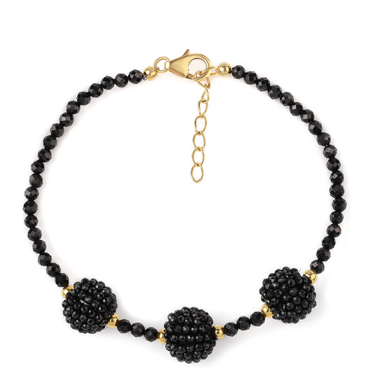 Pulseira de Prata com Banho de Ouro com Espinela Preta