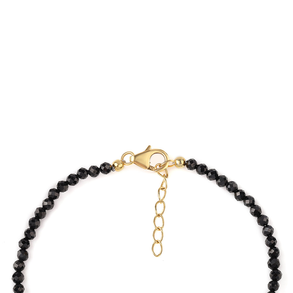 Pulseira de Prata com Banho de Ouro com Espinela Preta 3 