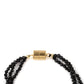 Pulseira de Prata com Banho de Ouro com Espinela Preta e Pérola de Água Doce Branca  Contraste: Cabeca de Veado (800)
