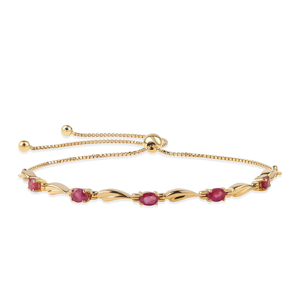 Pulseira de Prata com Banho de Ouro com Rubi de Moçambique  Contraste: Cabeca de Veado (800)