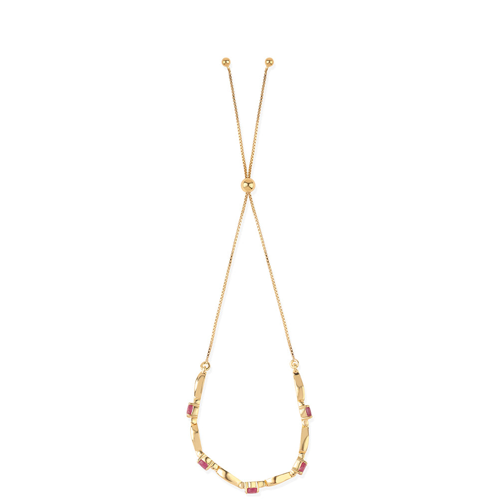 Pulseira de Prata com Banho de Ouro com Rubi de Moçambique  Contraste: Cabeca de Veado (800)