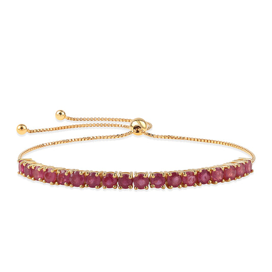 Pulseira de Prata com Banho de Ouro com Rubi de Moçambique  Contraste: Cabeca de Veado (800)