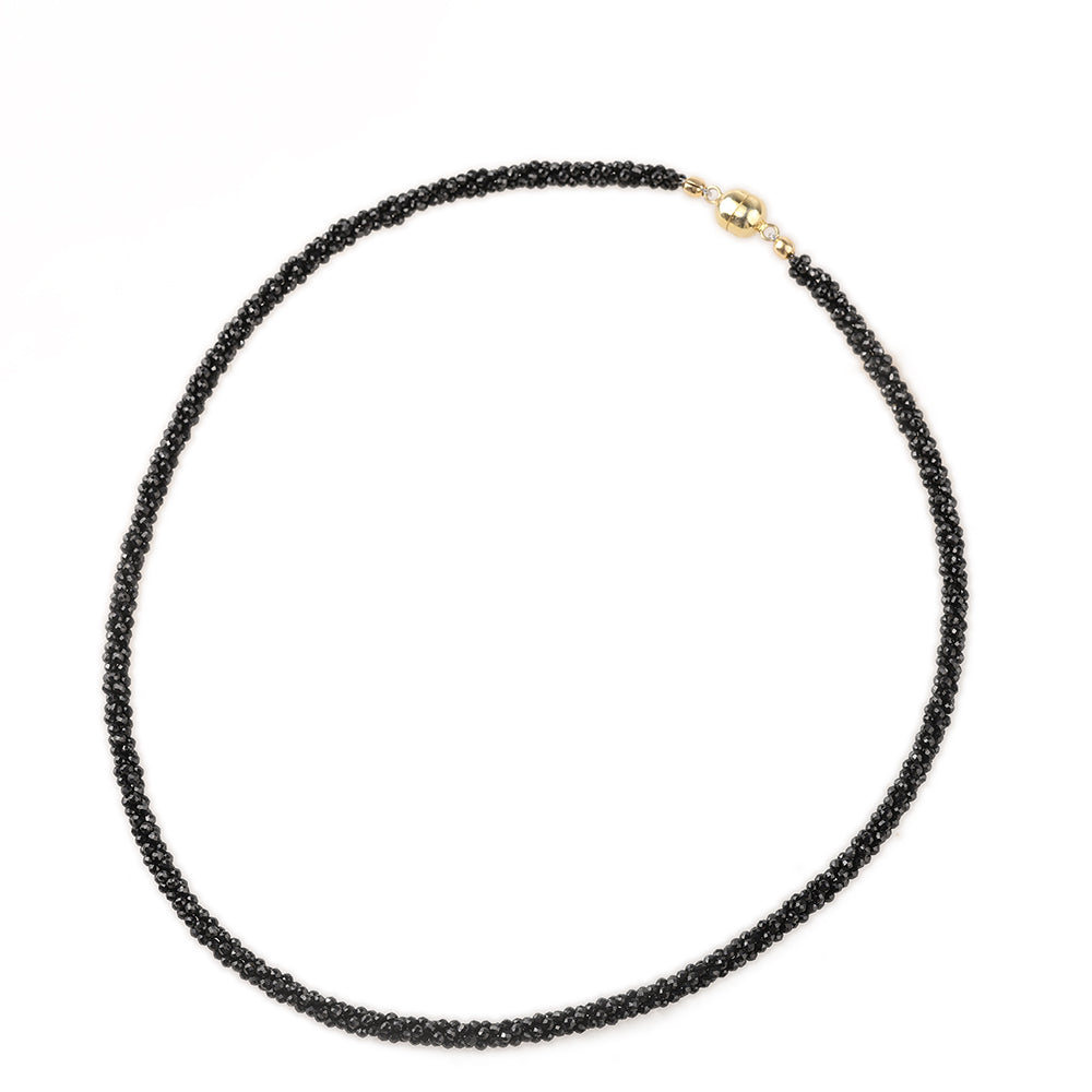 Colar de Prata com Banho de Ouro com Espinela Preta  Contraste: Cabeca de Veado (800) 1 