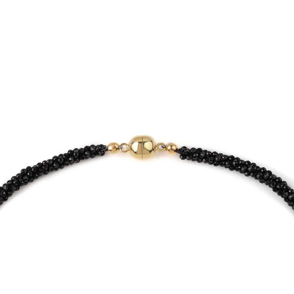 Colar de Prata com Banho de Ouro com Espinela Preta  Contraste: Cabeca de Veado (800) 3 