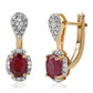 Brincos de Prata com Banho de Ouro com Rubi de Moçambique e Topázio Branco
