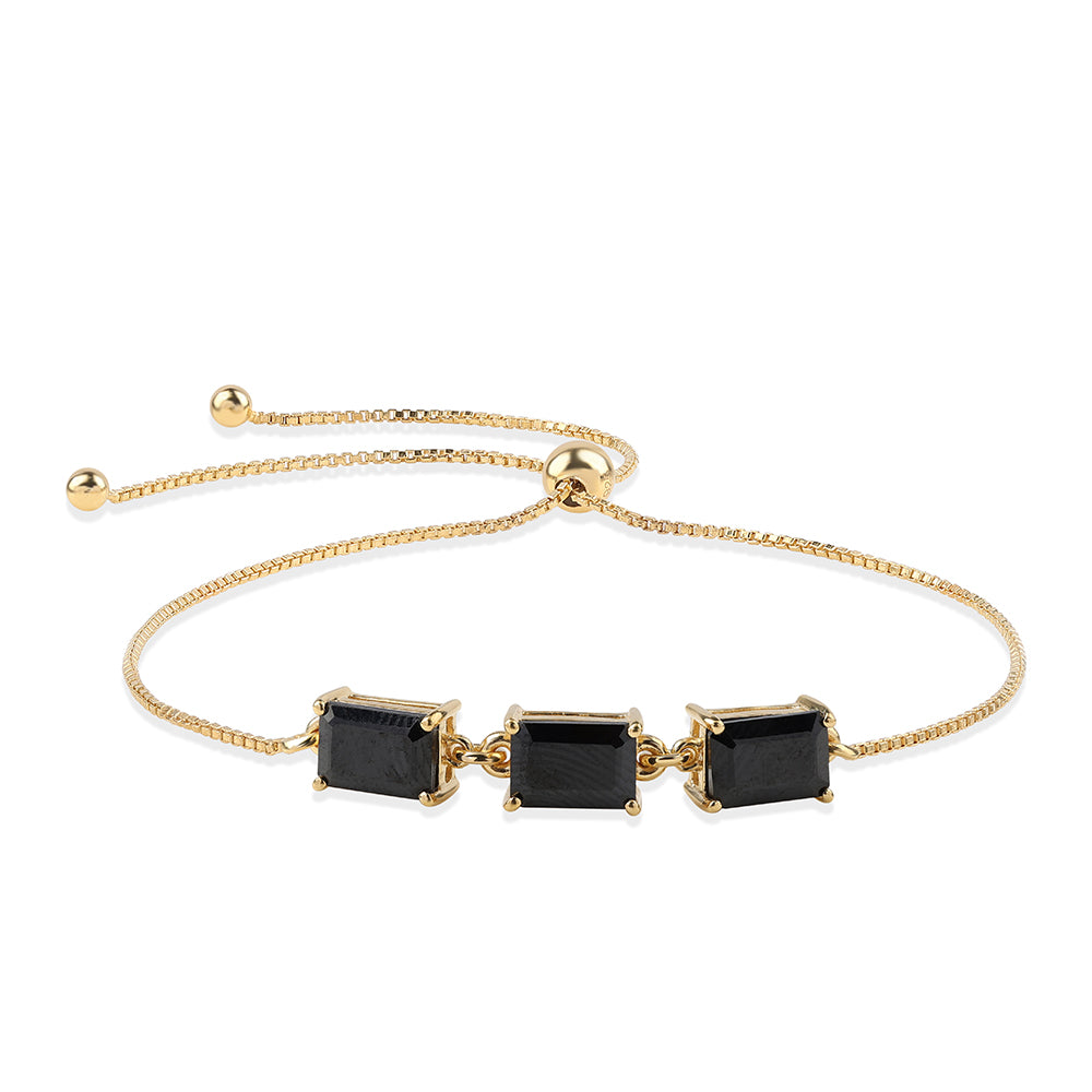 Pulseira de Prata com Banho de Ouro com Espinela Preta 1 