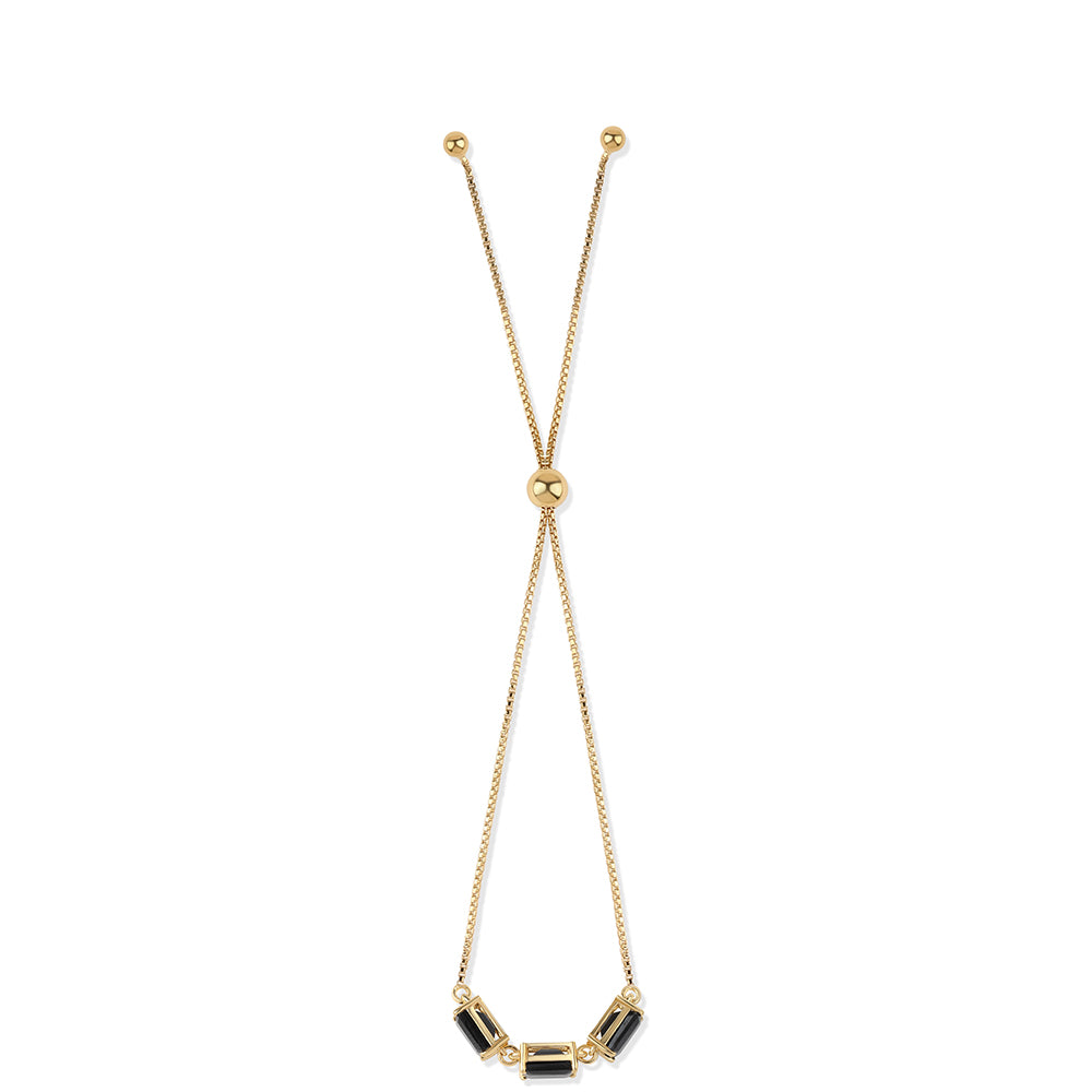 Pulseira de Prata com Banho de Ouro com Espinela Preta