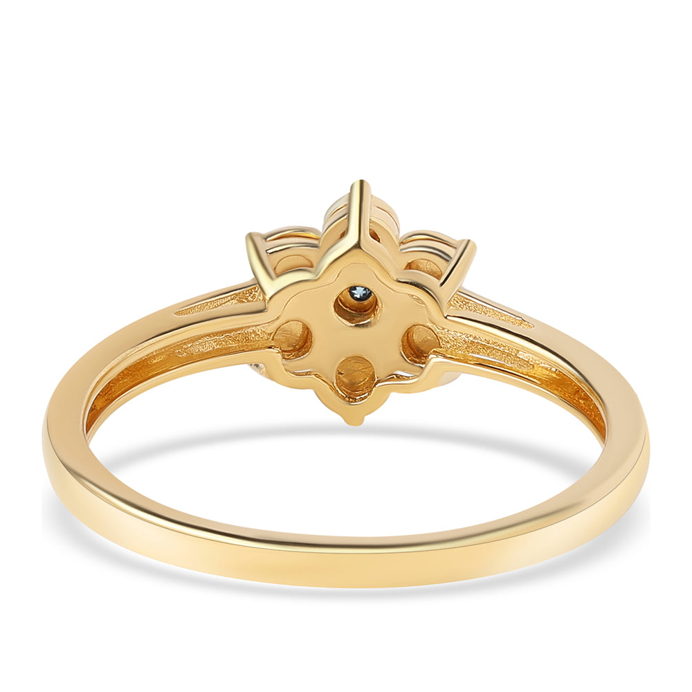 Anel de Prata com Banho de Ouro com Diamante Azul 3 